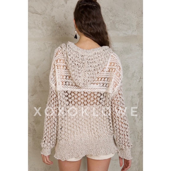 POL Natural Hooded Open Weave Summer Sweater - Picture 9 of 11
